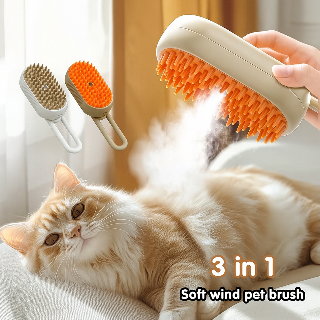 3-in-1 Pet Steam Grooming Brush – Smooth, Detangle & Reduce Shedding
